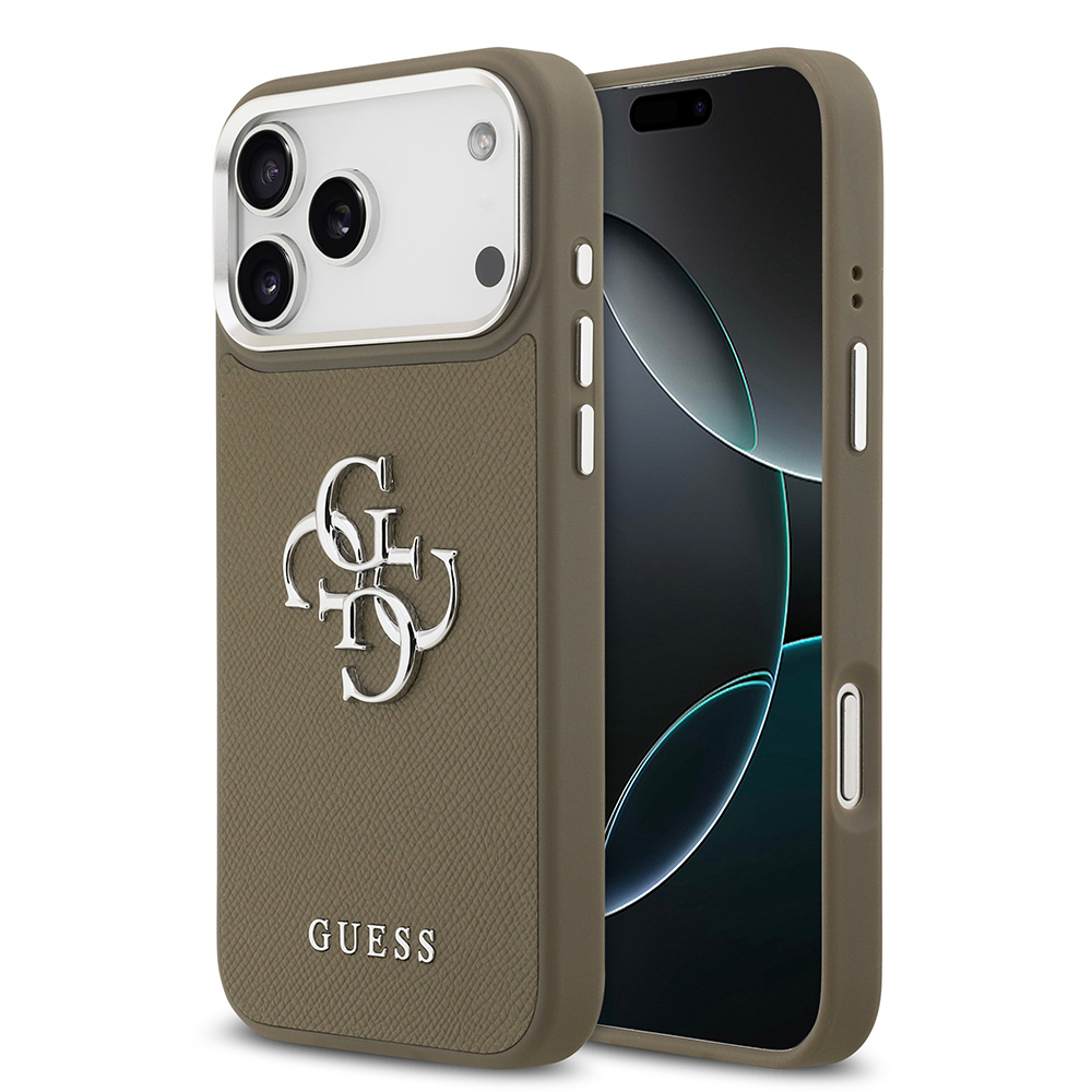 Apple iPhone 17 Pro Max Uyumlu Kılıf Guess Orjinal Lisanslı Grained 4G Metal Büyük Logolu Kapak