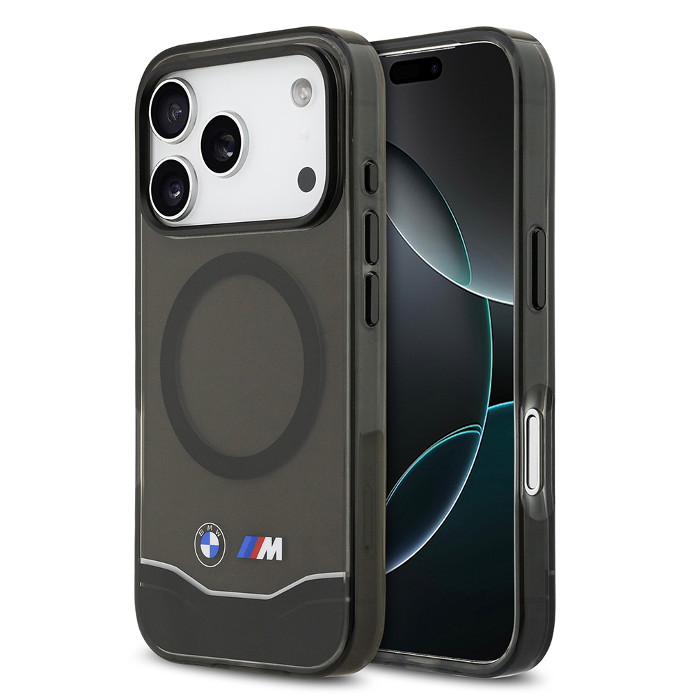 Apple iPhone 17 Pro Uyumlu Kılıf BMW Orjinal Lisanslı M-safe Şarj Özellikli Metal Buton Tasarımlı Tranparan M Dizayn Kapak