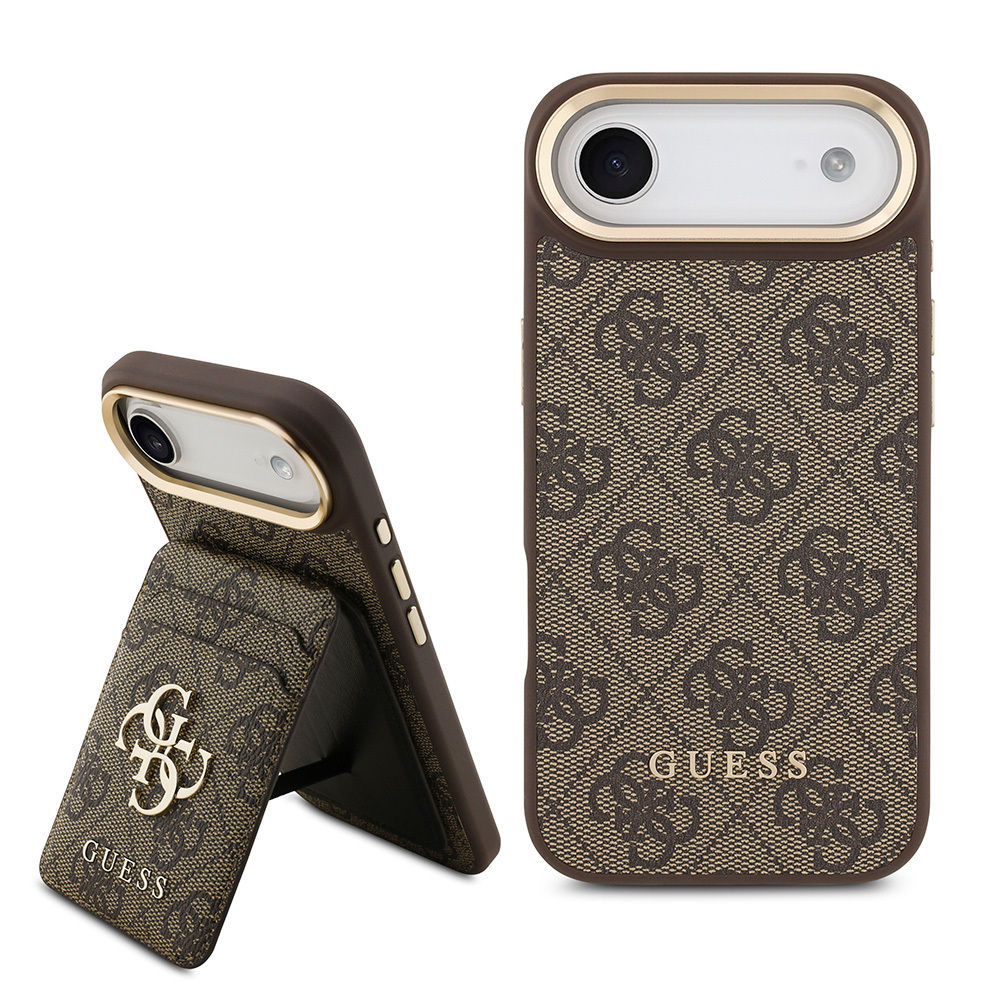 Apple iPhone 17 Air Uyumlu Kılıf Guess Orjinal Lisanslı M-safe Şarj Özellikli 4G Metal Büyük Logolu Kartlıklı Kapak