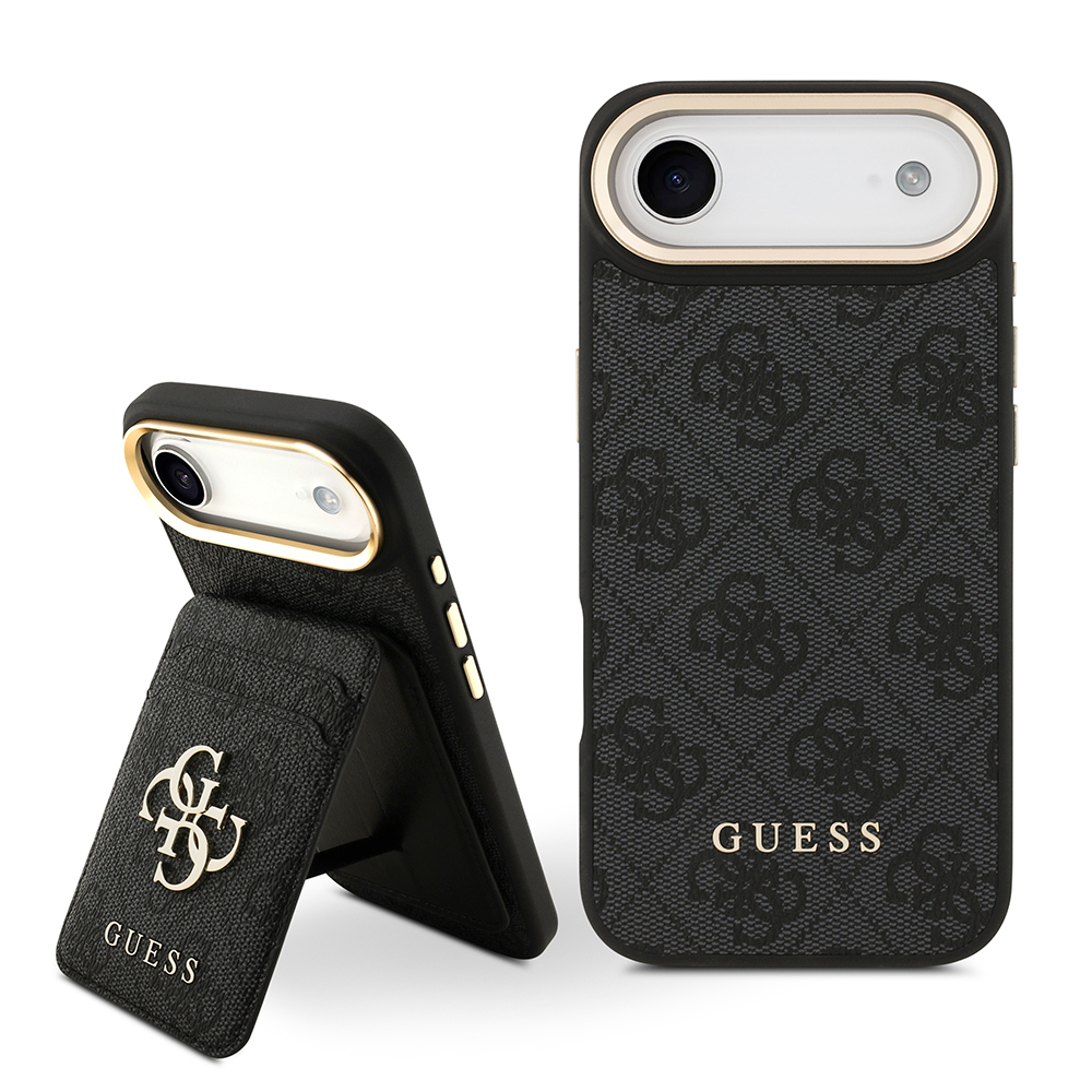 Apple iPhone 17 Air Uyumlu Kılıf Guess Orjinal Lisanslı M-safe Şarj Özellikli 4G Metal Büyük Logolu Kartlıklı Kapak