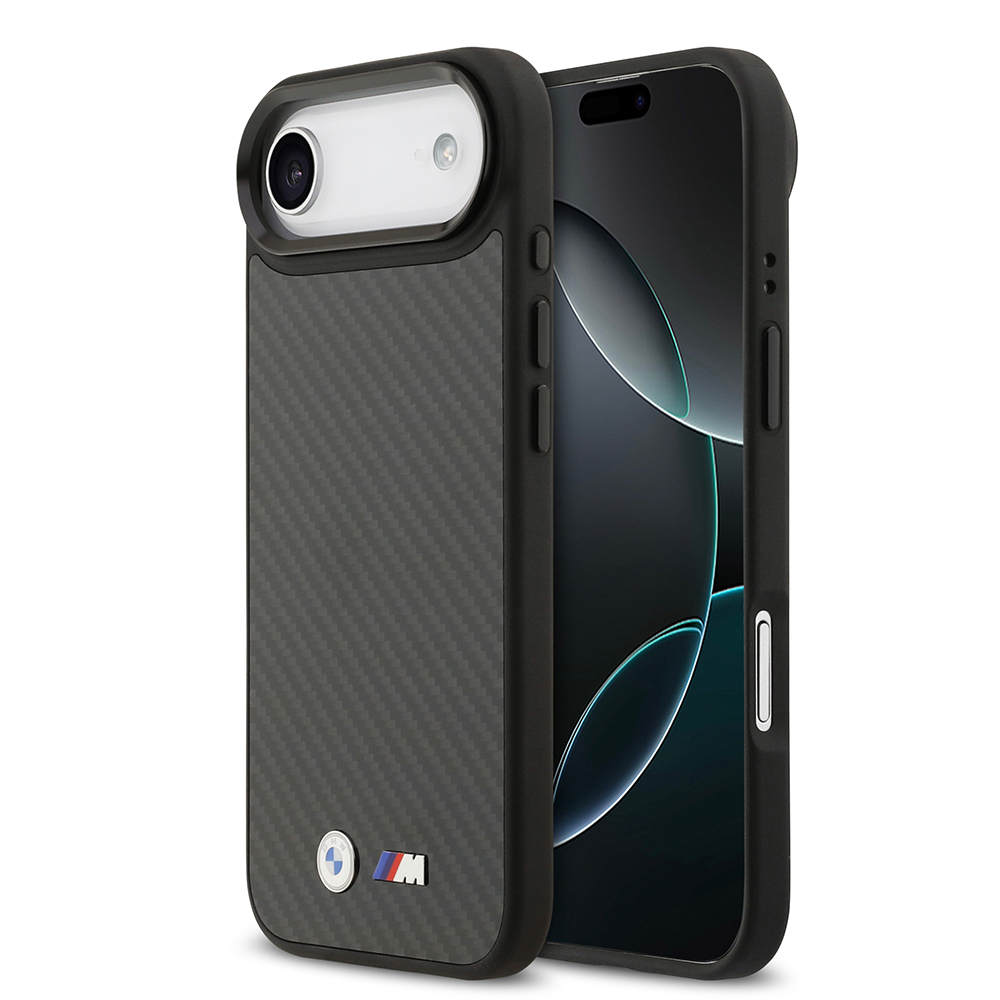 Apple iPhone 17 Air Uyumlu Kılıf BMW Orjinal Lisanslı M-safe Şarj Özellikli Karbon Fiber Metal Logolu Kevlar Kapak