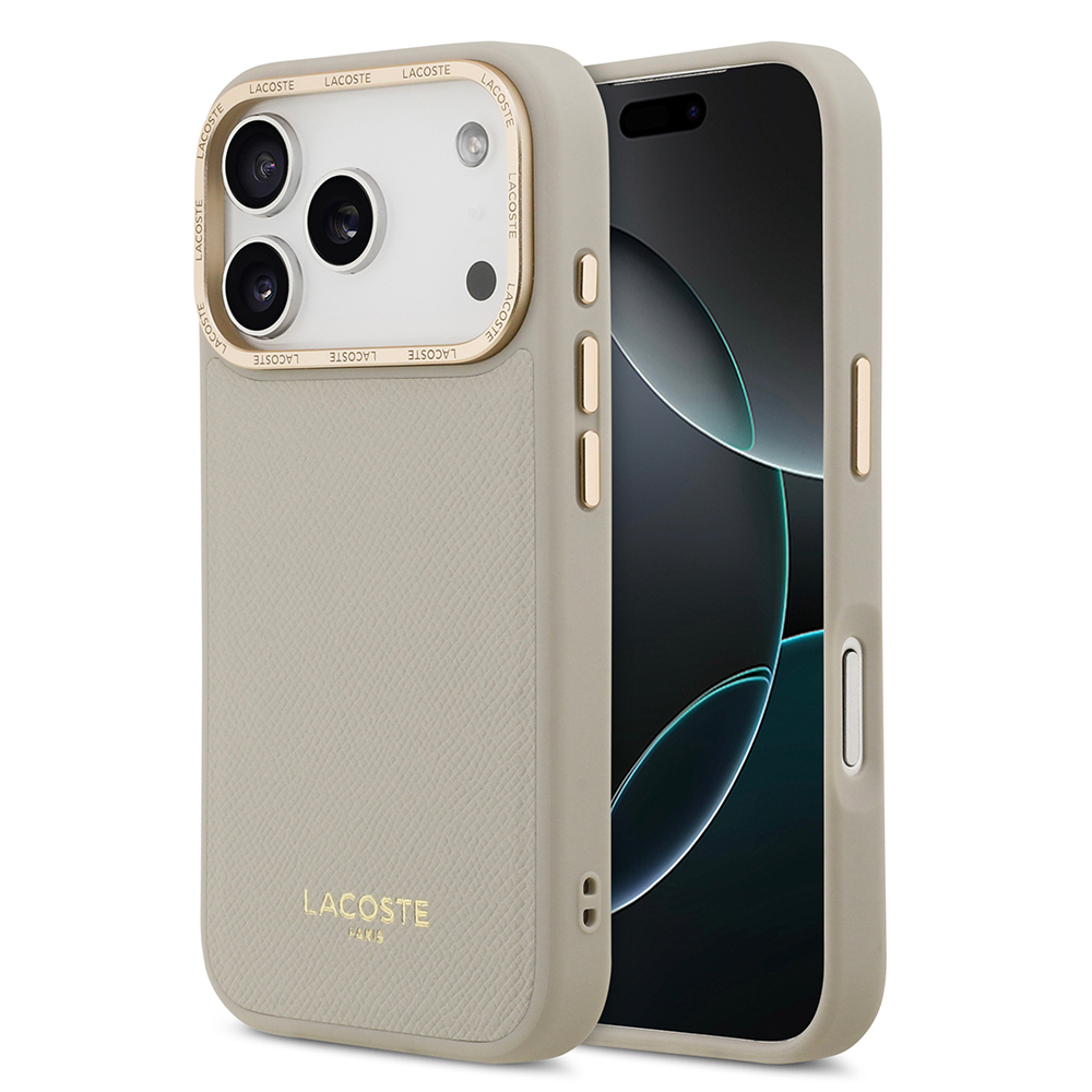 Apple iPhone 17 Pro Uyumlu Kılıf Lacoste Orjinal Lisanslı M-safe Şarj Özellikli Champs Elysees PU Deri Tasarımlı Kapak