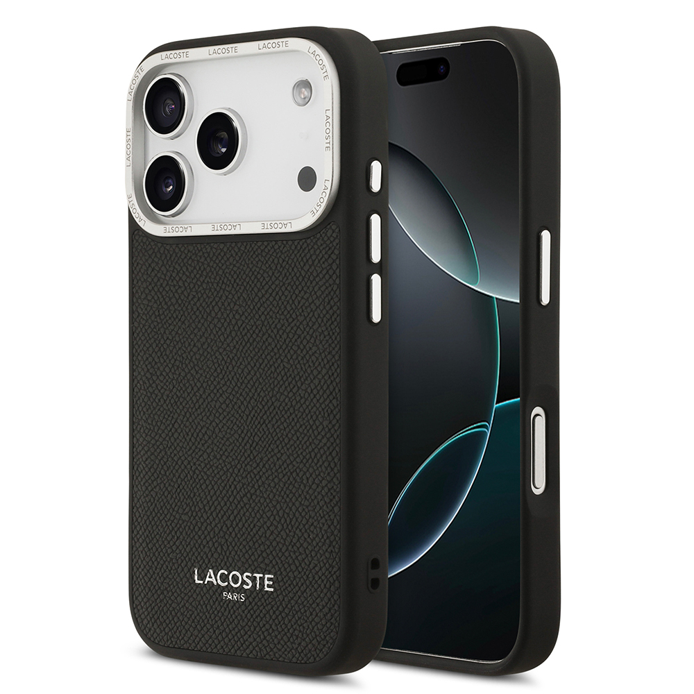 Apple iPhone 17 Pro Uyumlu Kılıf Lacoste Orjinal Lisanslı M-safe Şarj Özellikli Champs Elysees PU Deri Tasarımlı Kapak