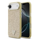 Apple iPhone 17 Air Uyumlu Kılıf Guess Orjinal Lisanslı M-safe Şarj Özellikli Metal Kamera Çerçeveli Üçgen Logolu Glitter Kapak