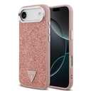 Apple iPhone 17 Air Uyumlu Kılıf Guess Orjinal Lisanslı M-safe Şarj Özellikli Metal Kamera Çerçeveli Üçgen Logolu Glitter Kapak