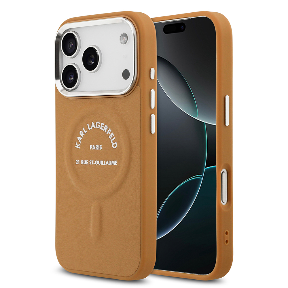Apple iPhone 17 Pro Uyumlu Kılıf Karl Lagerfeld Orjinal Lisanslı M-safe Şarj Özellikli Metal Kamera ve Buton Tasarımlı Paris RSG PU Deri Kapak