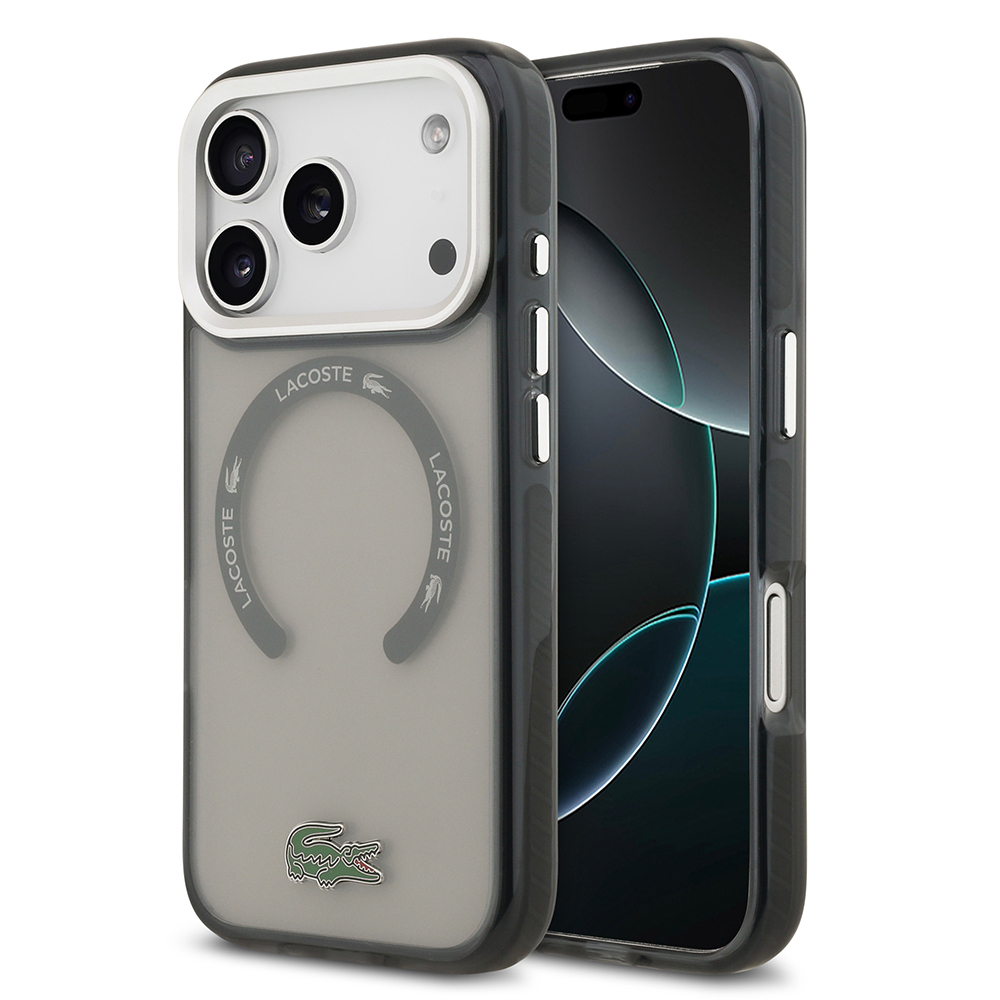 Apple iPhone 17 Pro Uyumlu Kılıf Lacoste Orjinal Lisanslı M-safe Şarj Özellikli İkonik Timsah Logolu Buzlu Kapak