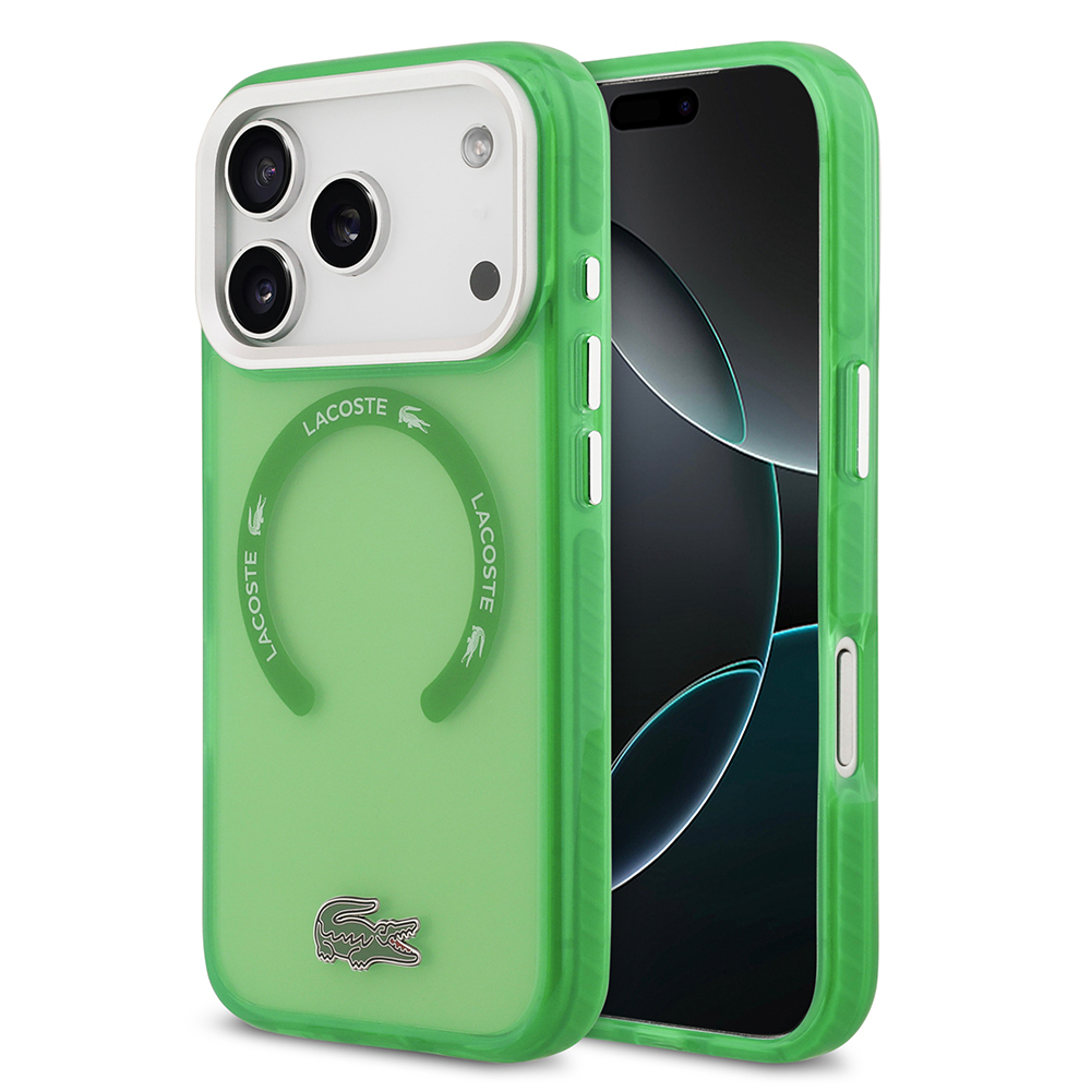 Apple iPhone 17 Pro Uyumlu Kılıf Lacoste Orjinal Lisanslı M-safe Şarj Özellikli İkonik Timsah Logolu Buzlu Kapak