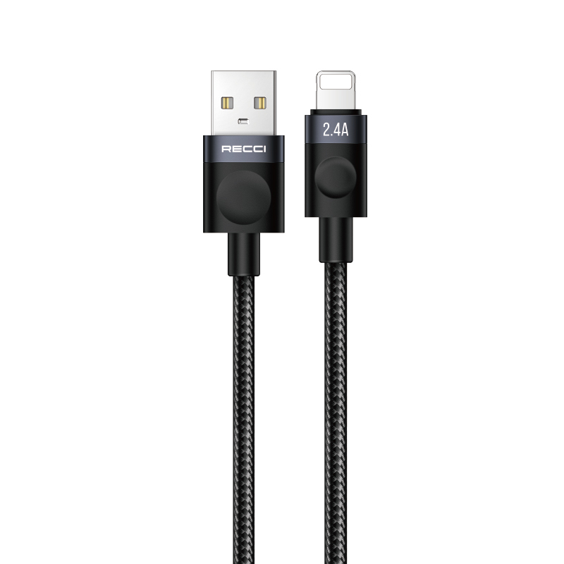 [RNZ-TA126031] Recci RS50L USB-A to Lightning Örgü Tasarımlı Hızlı Şarj Özellikli Data ve Şarj Kablosu 1M