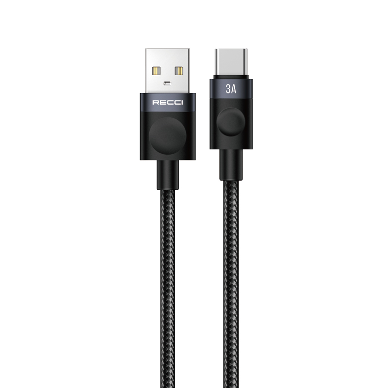 [RNZ-TA126033] Recci RS50C USB-A to Type-C Örgü Tasarımlı Hızlı Şarj Özellikli Data ve Şarj Kablosu 1M