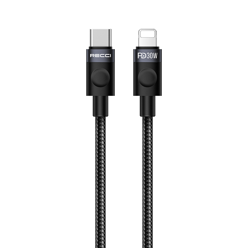 [RNZ-TA126034] Recci RS50CL Type-C to Lightning PD Örgü Tasarımlı Hızlı Şarj Özellikli Data ve Şarj Kablosu 30W 1M