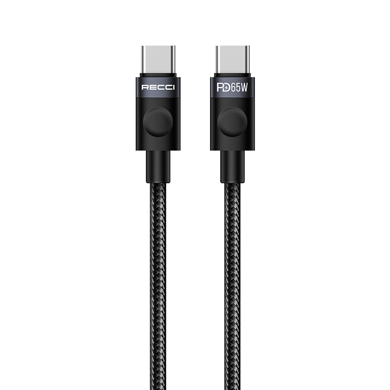 [RNZ-TA126035] Recci RS50CC Type-C to Type-C PD Örgü Tasarımlı Hızlı Şarj Özellikli Data ve Şarj Kablosu 65W 1M