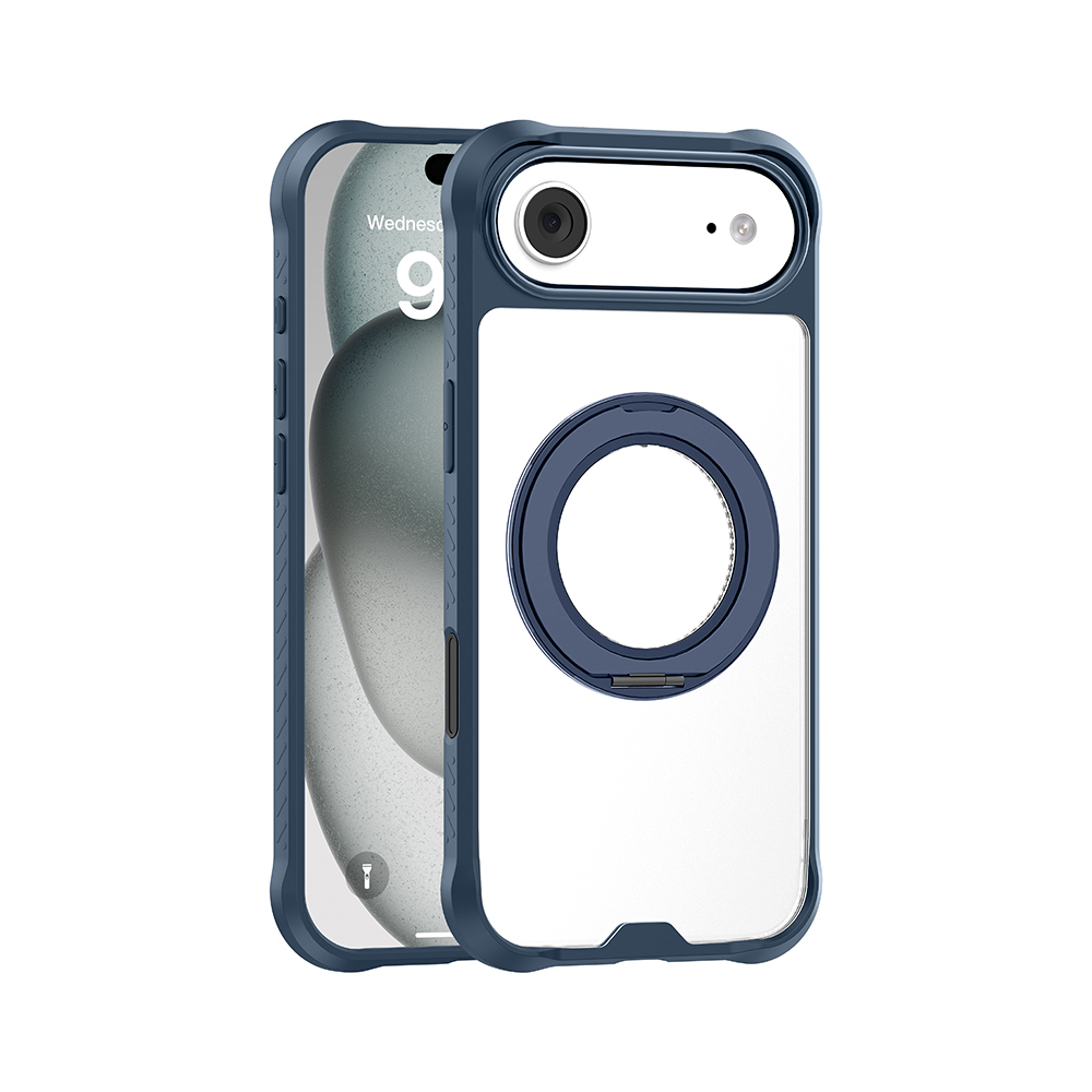 Apple iPhone 17 Air Uyumlu Kılıf M-safe Şarj Özellikli Parmak Ring Standlı Airbag Tasarımlı Mutural Obsidian Serisi Kapak