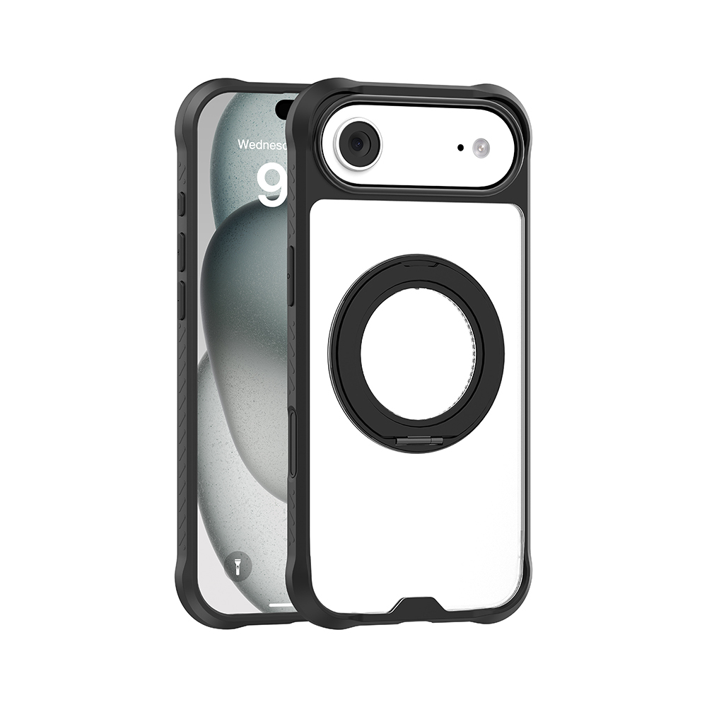 Apple iPhone 17 Air Uyumlu Kılıf M-safe Şarj Özellikli Parmak Ring Standlı Airbag Tasarımlı Mutural Obsidian Serisi Kapak