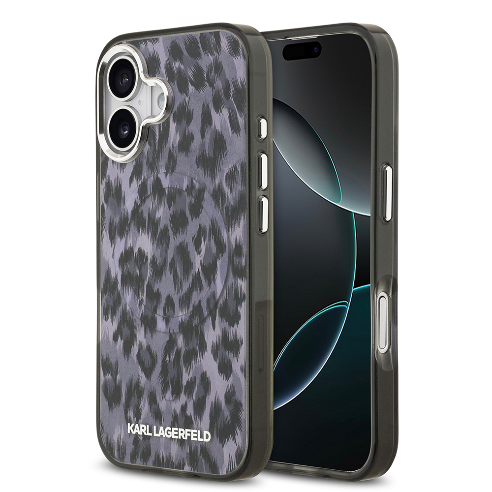 Apple iPhone 17 Uyumlu Kılıf Karl Lagerfeld Orjinal Lisanslı M-safe Şarj Özellikli IML Leopar Baskılı Kapak