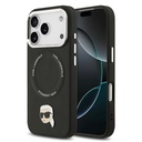 Apple iPhone 17 Pro Uyumlu Kılıf Karl Lagerfeld Orjinal Lisanslı M-safe Şarj Özellikli Metal Kamera ve Buton Tasarımlı Karl PU Deri Kapak