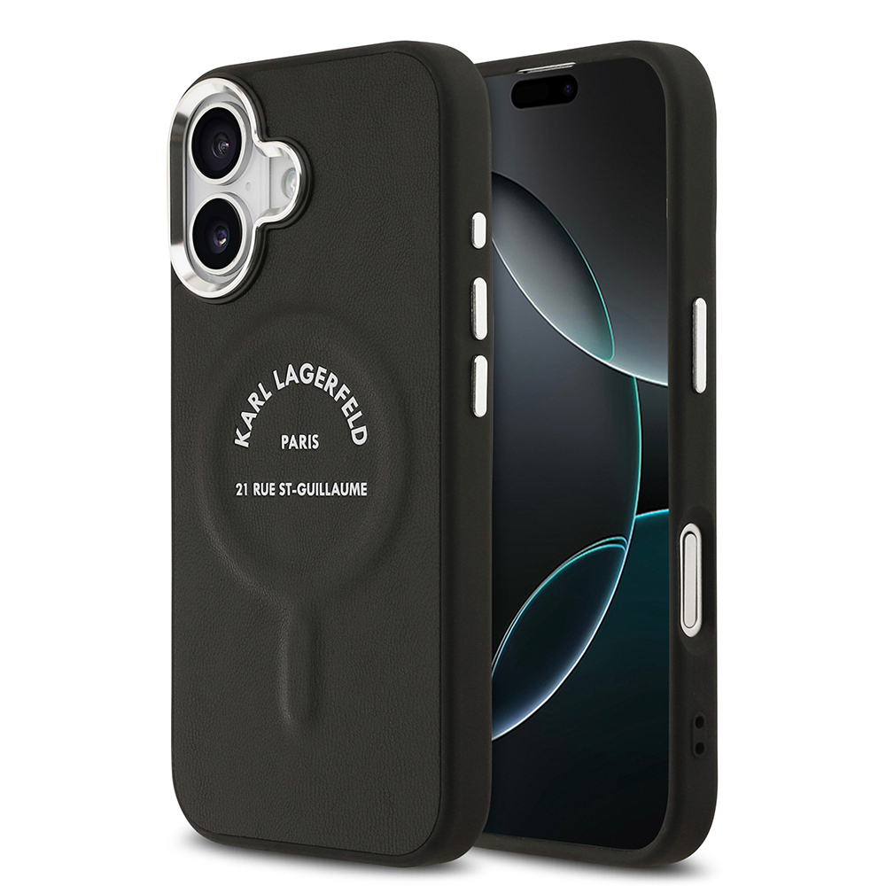 [RNZ-TA126288] Apple iPhone 17 Uyumlu Kılıf Karl Lagerfeld Orjinal Lisanslı M-safe Şarj Özellikli Metal Kamera ve Buton Tasarımlı Paris RSG PU Deri Kapak