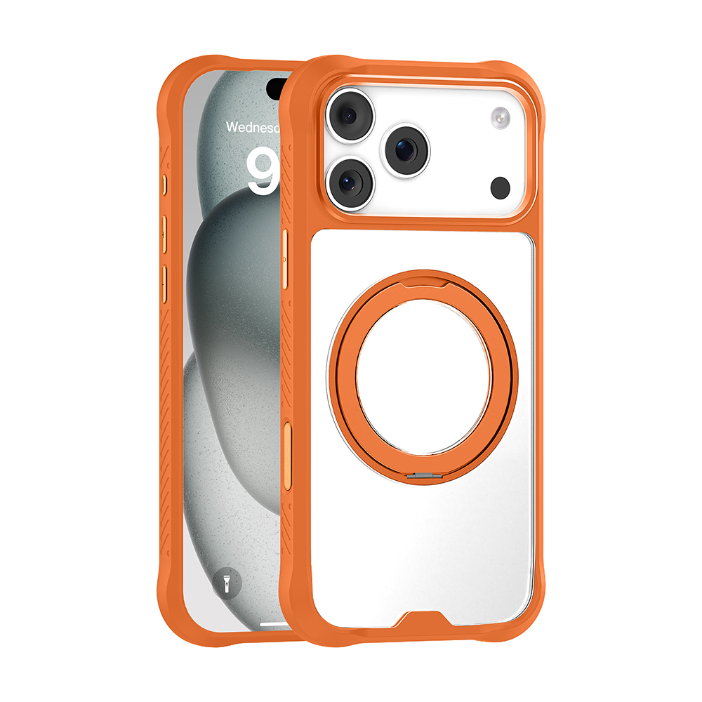 Apple iPhone 17 Pro Max Uyumlu Kılıf M-safe Şarj Özellikli Parmak Ring Standlı Airbag Tasarımlı Mutural Obsidian Serisi Kapak
