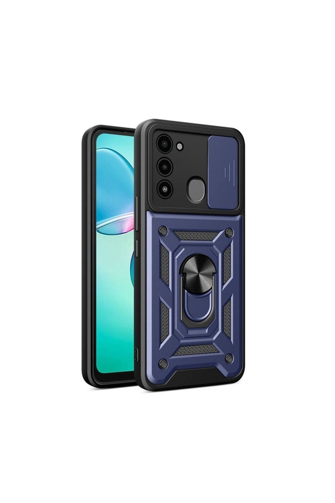 Tecno Spark 8C Uyumlu Kılıf Magnetik Standlı Kamera Korumalı Zore Sürgülü Vega Kapak