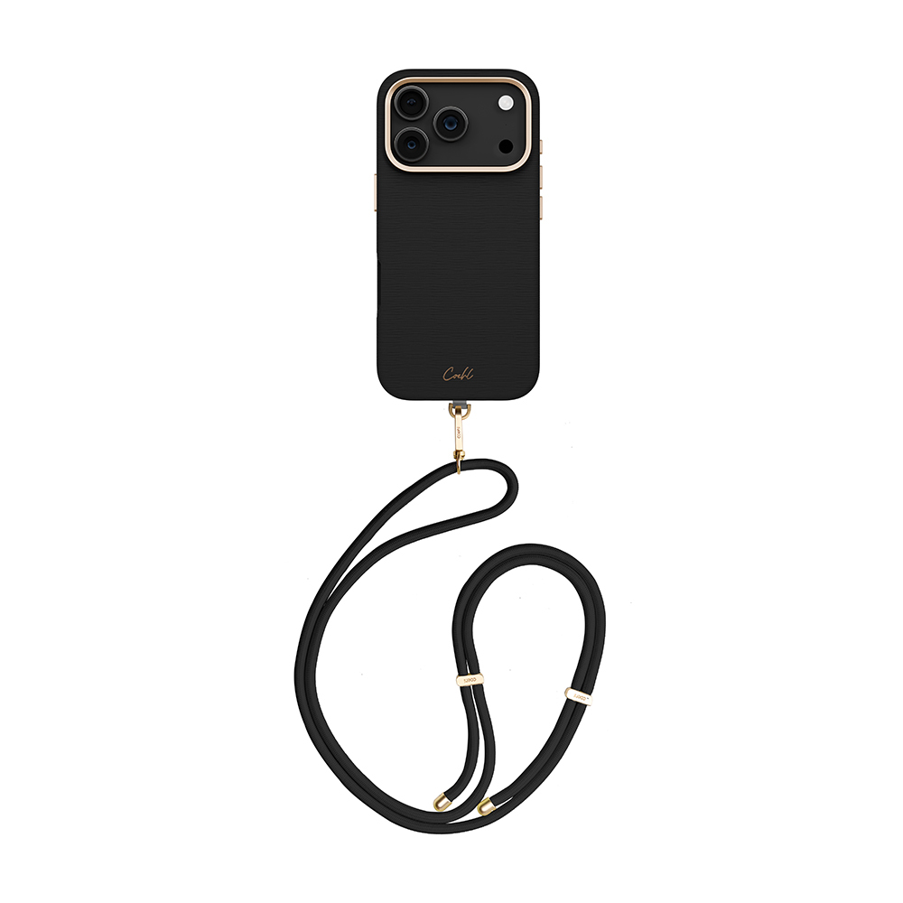 [RNZ-TA127569] Apple iPhone 17 Pro Uyumlu Kılıf M-safe Şarj Özellikli Askı İpli Coehl Mirelle Kapak (Siyah)