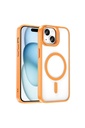 Apple iPhone 15 Uyumlu Kılıf M-safe Şarj Özellikli Standlı Zore M-safe Klon Lensli Kapak