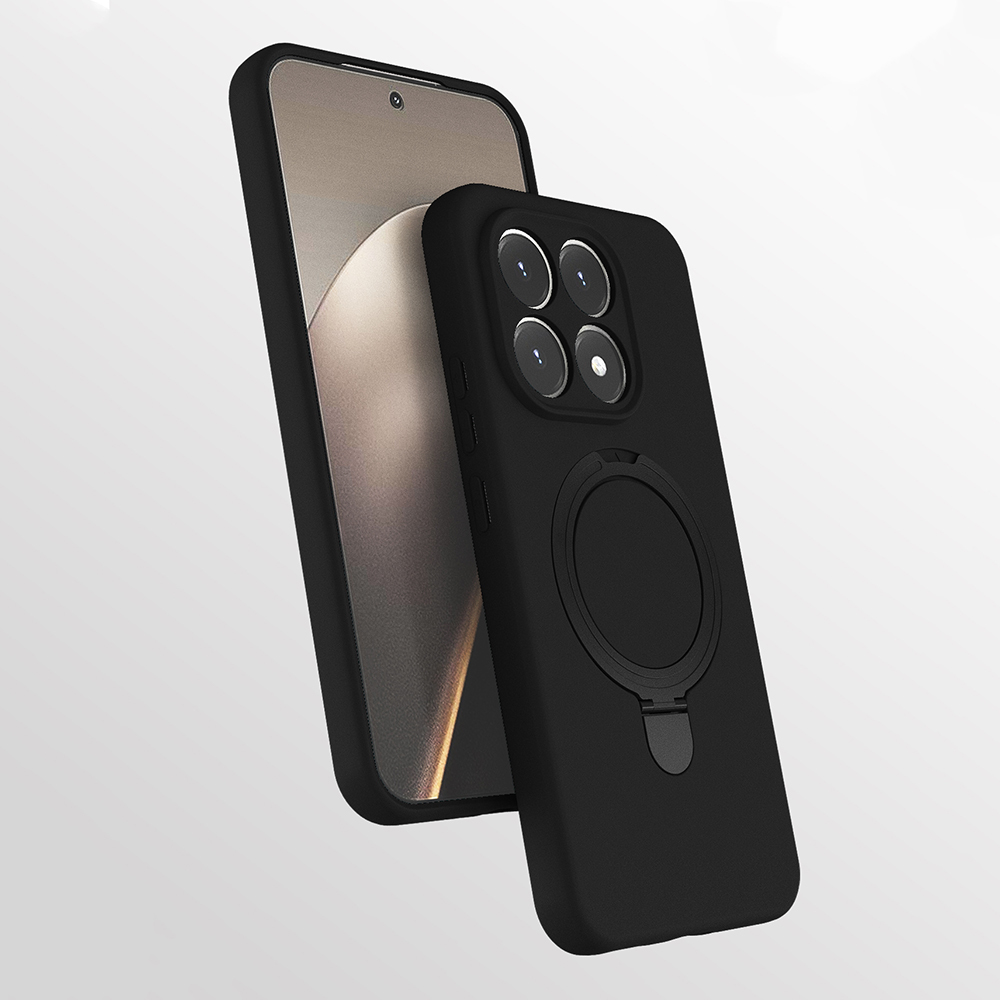 [RNZ-TA127681] Xiaomi 15T Uyumlu Kılıf M-safe Şarj Özellikli Standlı Zore Samara Kapak (Siyah)
