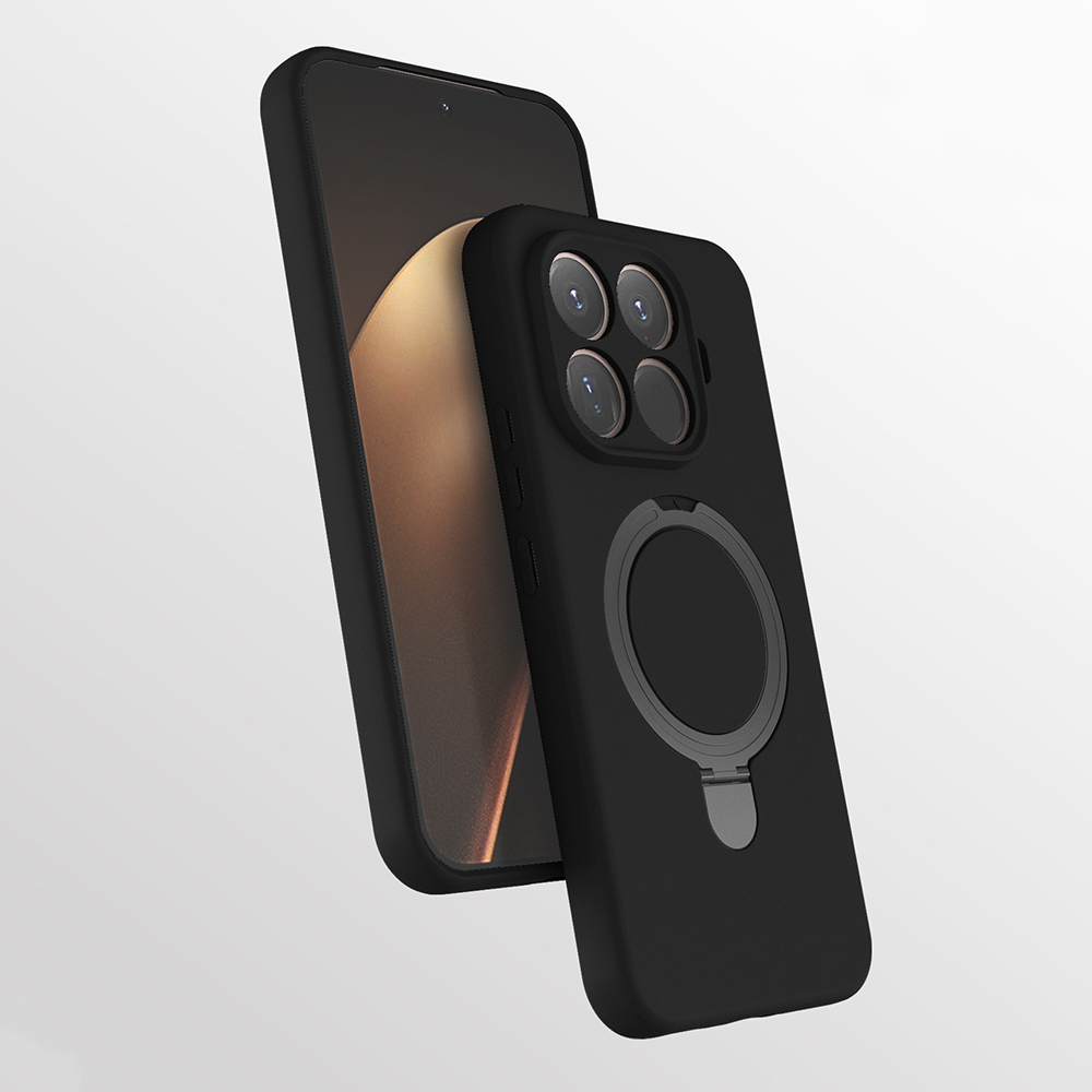 [RNZ-TA127687] Xiaomi 15T Pro Uyumlu Kılıf M-safe Şarj Özellikli Standlı Zore Samara Kapak (Siyah)