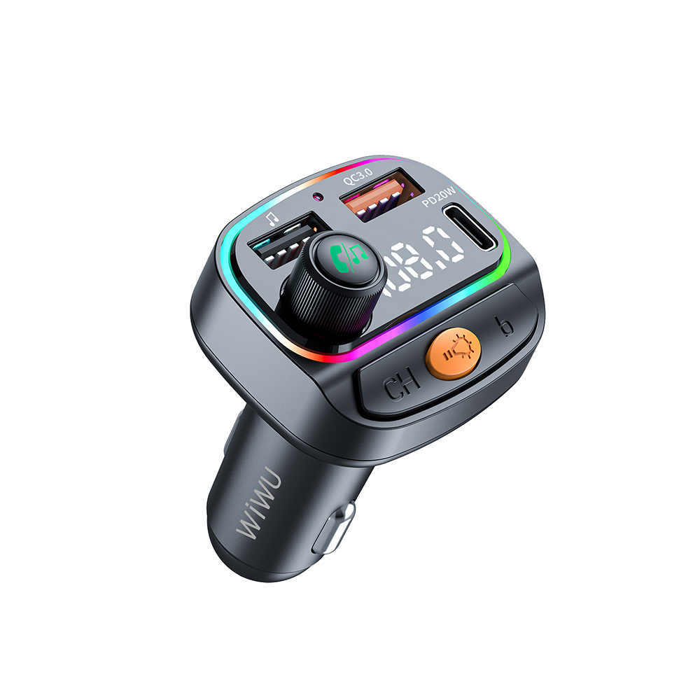 [RNZ-TA125316] Wiwu Wi-QC031 RGB Bluetooth Transmitter MP3 Type-C ve USB-A Araç Şarjı