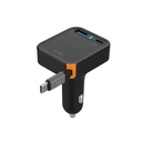 Wiwu Wi-CC033 Type-C + USB-A Hızlı Şarj Özellikli Akım Korumalı Dahili Kablolu Araç Şarj Aleti 65W