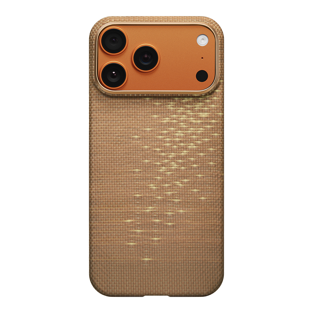 Apple iPhone 17 Pro Uyumlu Kılıf M-safe Şarj Özellikli Aramid Fiber Pitaka Glints of Gold Ultra Slim Serisi Kapak