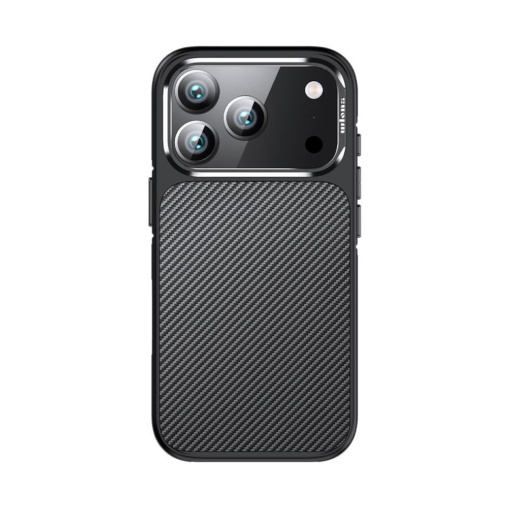 Apple iPhone 17 Pro Max Uyumlu Kılıf Mat Transparan Karbon Fiber Görünümlü Wlons Marin Kapak