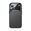 Apple iPhone 17 Pro Max Uyumlu Kılıf Mat Transparan Karbon Fiber Görünümlü Wlons Marin Kapak