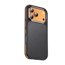 Apple iPhone 17 Pro Max Uyumlu Kılıf Mat Transparan Karbon Fiber Görünümlü Wlons Marin Kapak