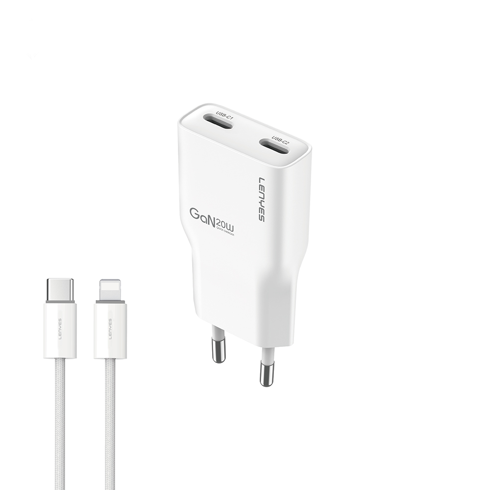 [RNZ-TA127359] Lenyes LCH15-EU TC-L Type-C to Lightning GaN Teknolojili PD Hızlı Şarj Özellikli Şarj Seti 20W