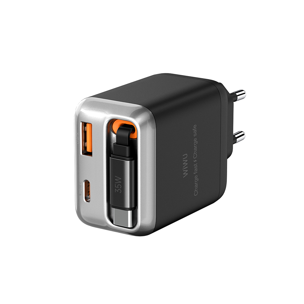 [RNZ-TA127350] Wiwu Wi-G029 Helix Serisi GaN Teknolojili Hızlı Şarj Başlığı USB-A to Type-C PD 35W Type-C Kablolu Şarj Seti