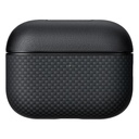 Apple Airpods Pro 3 Uyumlu Kılıf 1500D Aramid Fiber Pitaka Ultra-Slim Classic Serisi Black-Grey Twill Kapak
