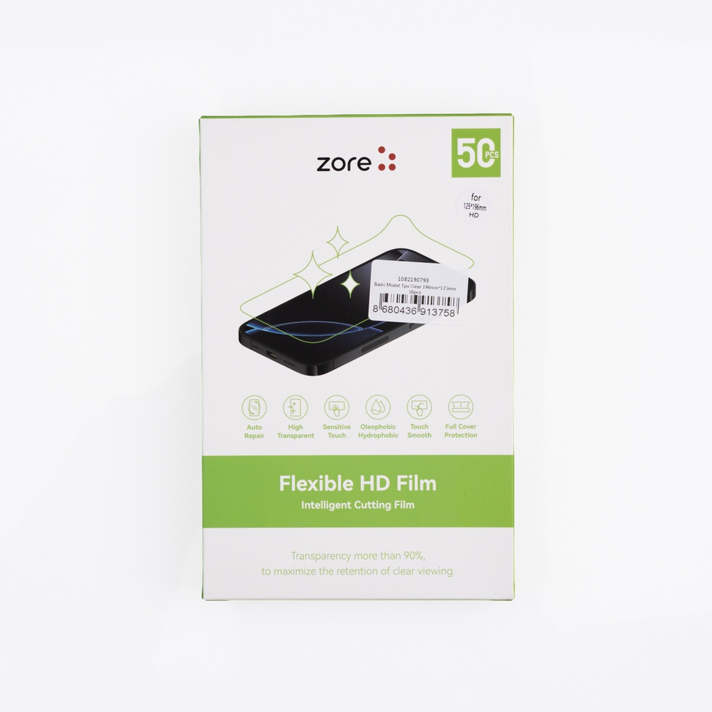 [RNZ-TA128167] Zore Basic Model TPU Clear Ekran Koruyucu 196mm x 125mm 50 Adet
