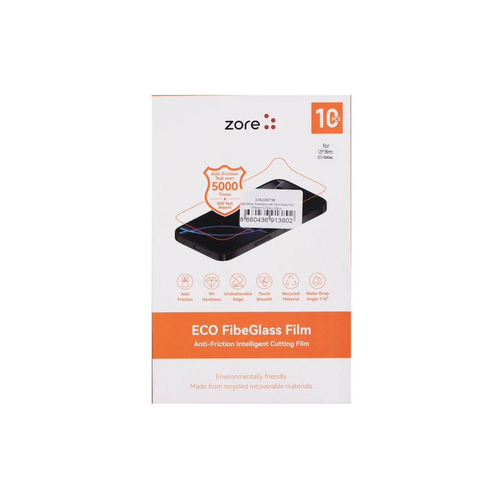 [RNZ-TA128166] Zore High Wear Resistance 8H Fibe Glass Film 196mm x 125mm 10 Adet