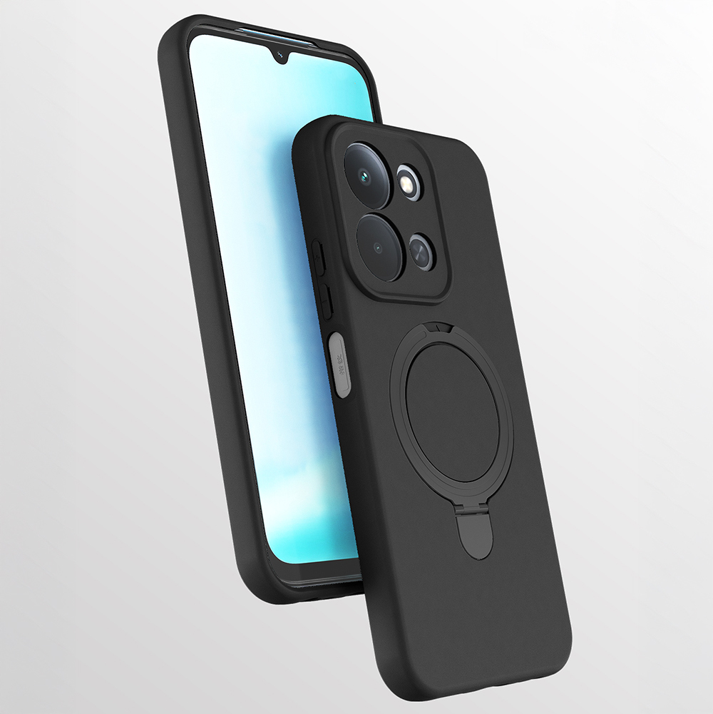 [RNZ-TA128188] Xiaomi Redmi 15C Uyumlu Kılıf M-safe Şarj Özellikli Standlı Zore Samara Kapak (Siyah)