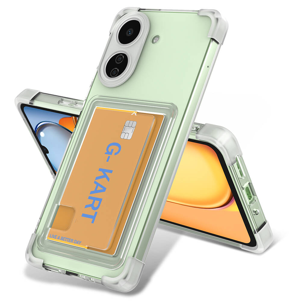 Xiaomi Redmi 13C Uyumlu Kılıf Airbag Tasarımlı Şeffaf Kartlıklı Zore G-Kart Kapak