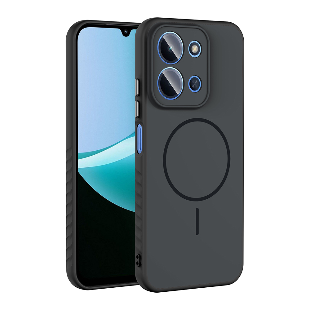 [RNZ-TA128657] Xiaomi Redmi 15C Uyumlu Kılıf M-safe Şarj Özellikli Zore Tea Kapak (Siyah)