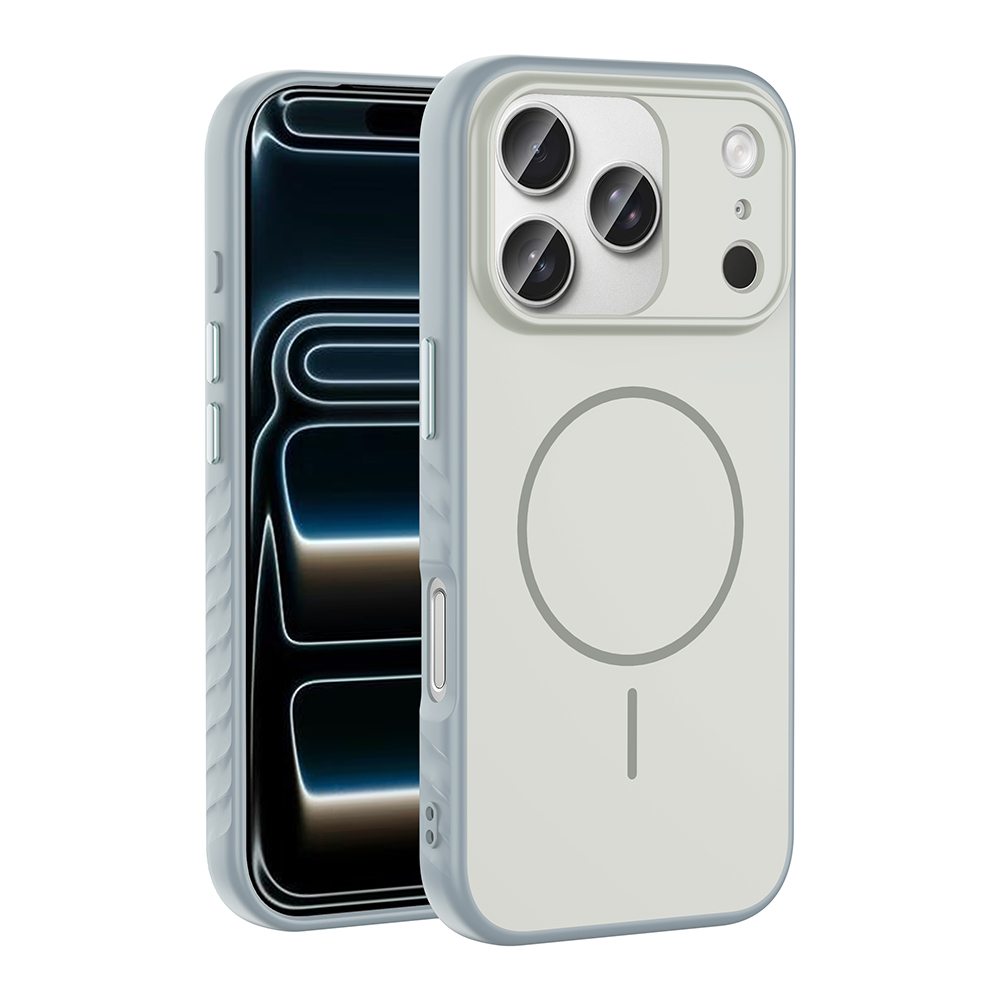 [RNZ-TA128730] Apple iPhone 17 Pro Uyumlu Kılıf M-safe Şarj Özellikli Zore Tea Kapak (Gümüş)