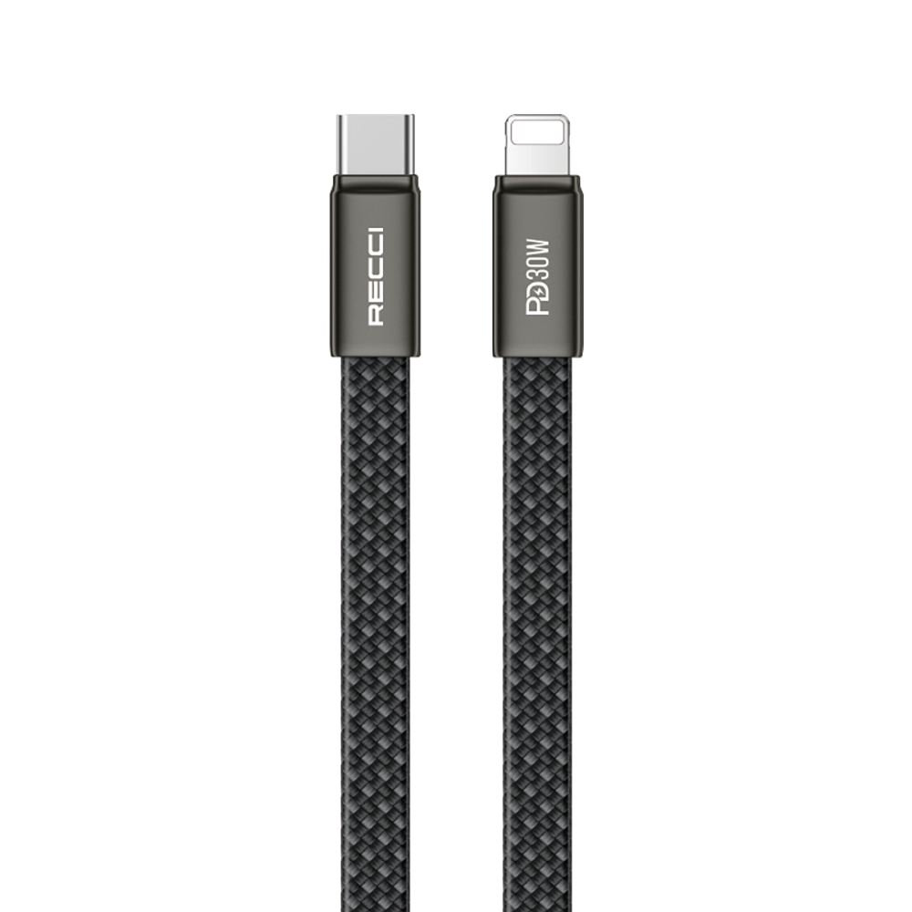 [RNZ-TA127865] Recci RS55CL Type-C to Lightning PD Hızlı Şarj Özellikli Data ve Şarj Kablosu 30W 1M (Siyah)