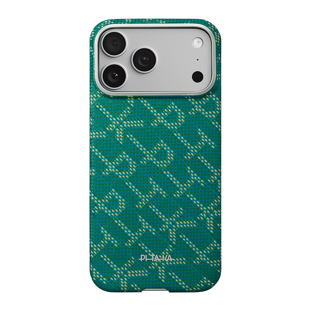 Apple iPhone 17 Pro Max Uyumlu Kılıf M-safe Şarj Özellikli Aramid Fiber Pitaka Tactile Woven Monogram Serisi Kapak