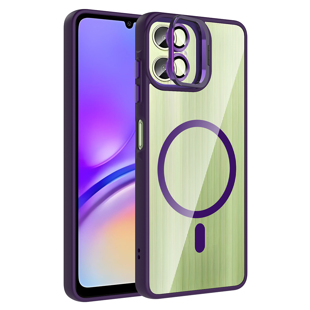 Samsung Galaxy A07 Uyumlu Kılıf Standlı ve Kamera Lens Hediyeli Zore Etro Kapak