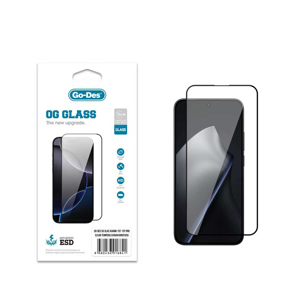 [RNZ-TA129496] Xiaomi 15T Pro Uyumlu Go Des OG Glass Antistatik Temperli Cam Ekran Koruyucu