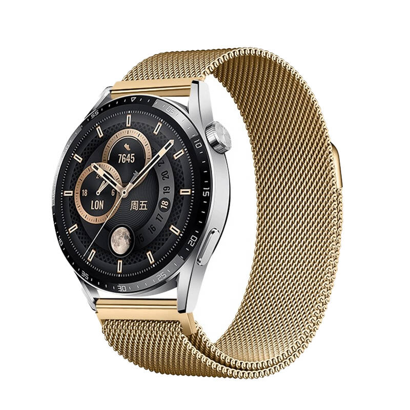 Huawei GT2 46mm Uyumlu Zore Band-12 22mm Metal Hasır Kordon
