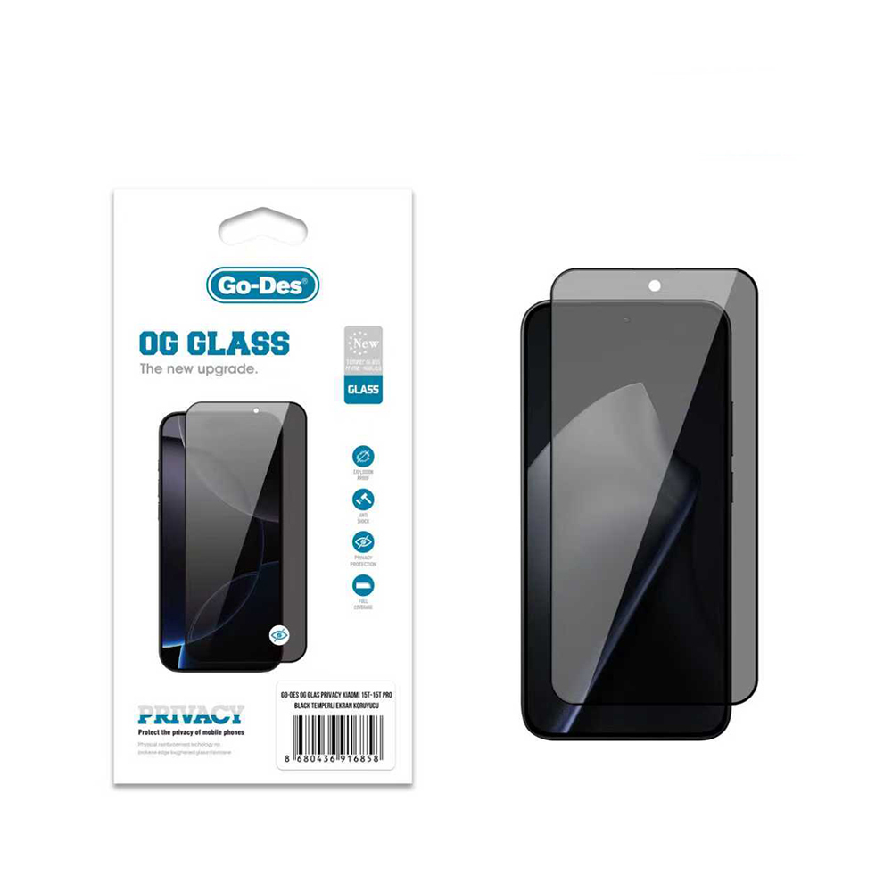 Xiaomi 15T Pro Uyumlu Go Des OG Glass Privacy Antistatik Temperli Cam Ekran Koruyucu