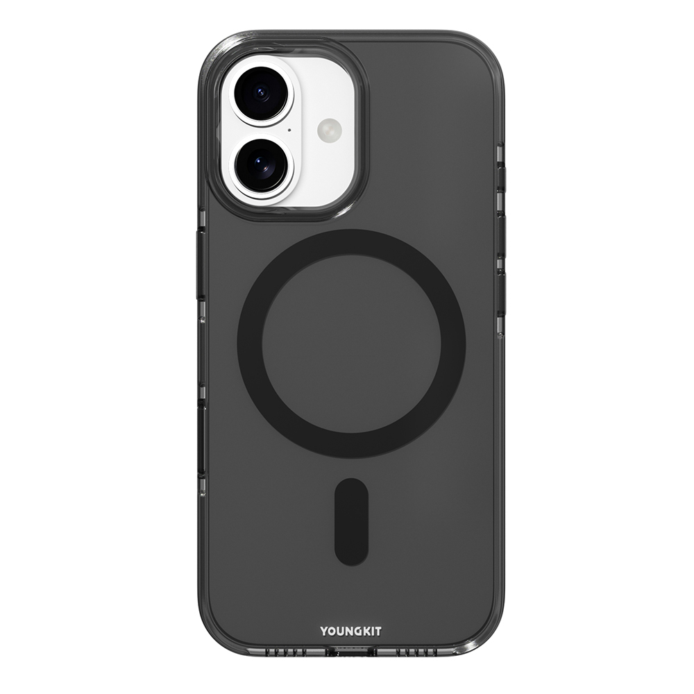 [RNZ-TA127819] Apple iPhone 17 Uyumlu Kılıf M-safe Şarj Özellikli Şeffaf Youngkit Crystal Shield Serisi Kapak (Siyah)