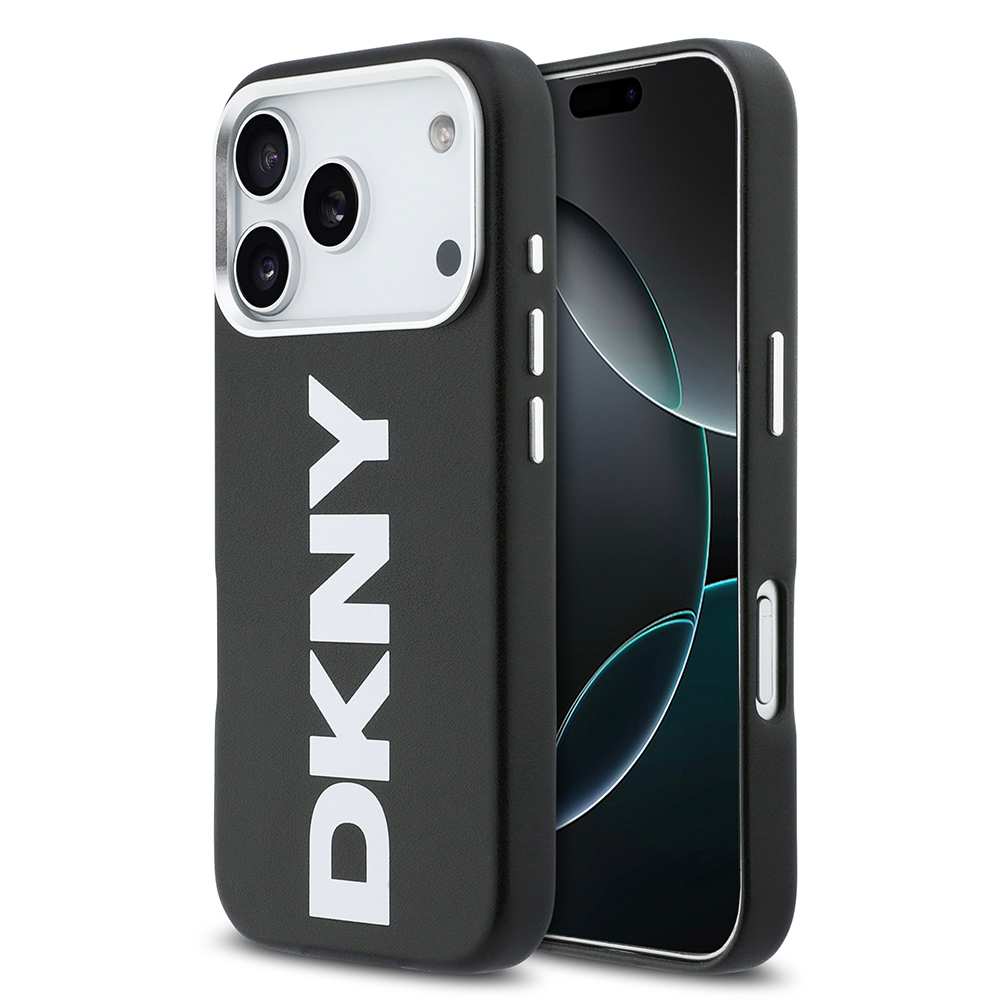 Apple iPhone 17 Pro Uyumlu Kılıf DKNY Orjinal Lisanslı M-safe Şarj Özellikli PU Büyük Dikey Logolu Kapak